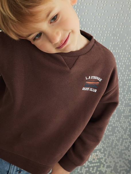 Jongenssweater met leuke animatie op de rug chocoladebruin+petrolblauw - vertbaudet enfant 