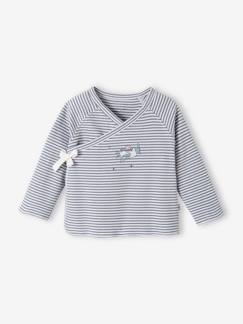Baby-T-shirt, souspull-T-shirt-Overslagtruitje van interlock pasgeborenen BASICS