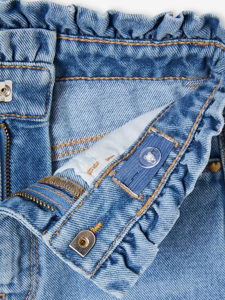 Mom jeans met hartjeszakken op de achterkant Meisje denimgrijs+grijs+stone - vertbaudet enfant 