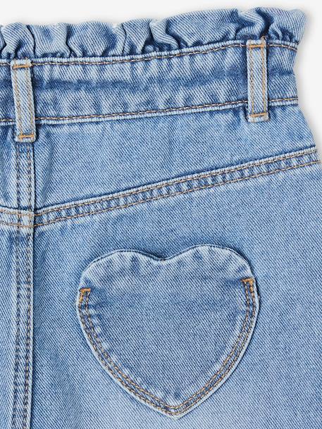 Mom jeans met hartjeszakken op de achterkant Meisje denimgrijs+grijs+stone - vertbaudet enfant 