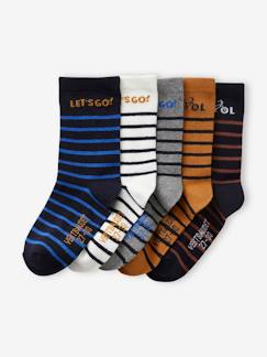 Jongens-Ondergoed-Sokken-Set van 5 paar gestreepte sokken jongens