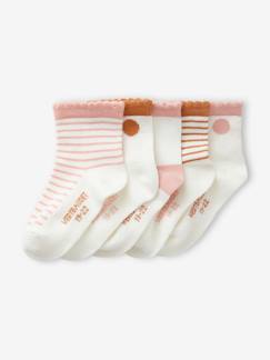 Baby-Sokken, kousen-Set van 5 paar sokken met stippen/strepen voor meisjesbaby's