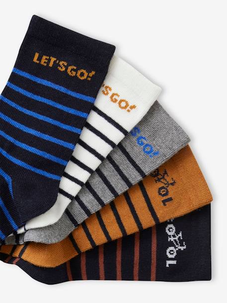 Set van 5 paar gestreepte sokken jongens nachtblauw - vertbaudet enfant 