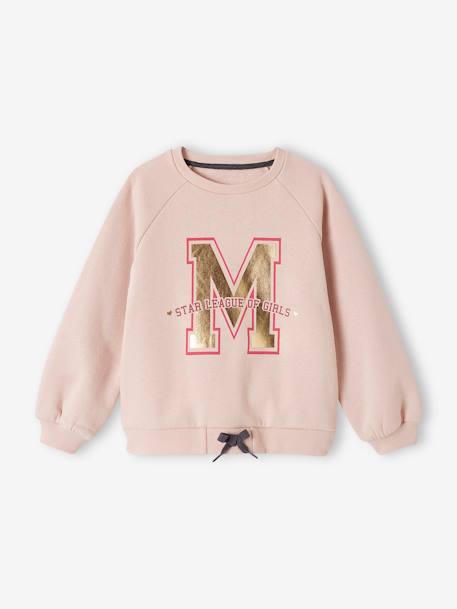 Sportset voor meisjes met molton sweater + legging van technisch materiaal roze (poederkleur) - vertbaudet enfant 