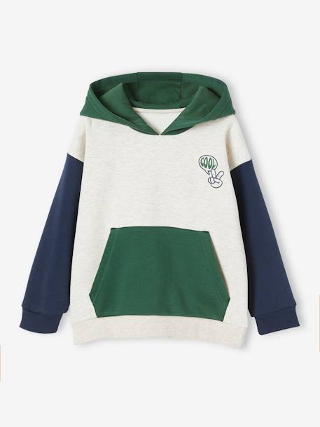 Colorblock jongenssweater met capuchon groen - vertbaudet enfant 