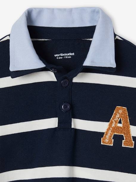 Gestreepte polo jongens effect 2-in-1 6680+donkerblauw+Engels groen+marineblauw+rood gestreept - vertbaudet enfant 