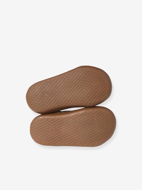 Soepele leren laarsjes voor de eerste stapjes van de baby roodkleurig+veel bruin+wit - vertbaudet enfant 
