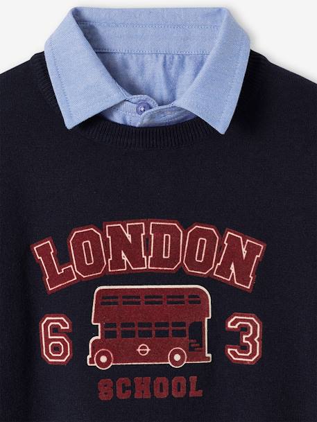 Jongenstrui Londen chambray met overhemdkraag inktblauw - vertbaudet enfant 