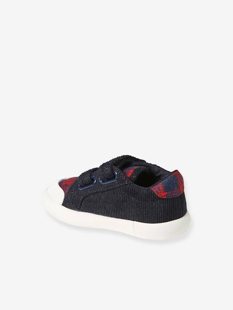 Textielen sneakers met klittenband voor baby blauw, geruit+grijs, geruit - vertbaudet enfant 