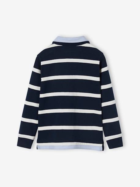 Gestreepte polo jongens effect 2-in-1 6680+donkerblauw+Engels groen+marineblauw+rood gestreept - vertbaudet enfant 