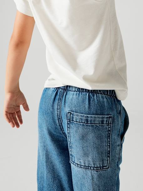 Wijde jongensbroek, eenvoudig aan te trekken gebleekt denim+grijs+ongewassen denim+stone - vertbaudet enfant 