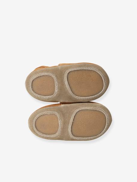 Elastische leren babyschoentjes in soepel leer chocoladebruin+marineblauw - vertbaudet enfant 