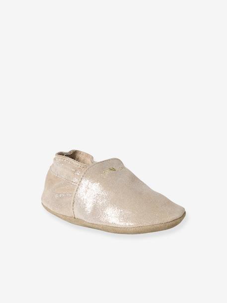Elastische leren babyschoentjes in soepel leer goud+nachtblauw+oudroze+roze (poederkleur)+roze, bedrukt+veel roze+wit, bedrukt - vertbaudet enfant 