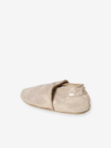 Elastische leren babyschoentjes in soepel leer goud+nachtblauw+oudroze+roze (poederkleur)+roze, bedrukt+veel roze+wit, bedrukt - vertbaudet enfant 