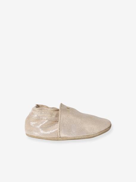 Elastische leren babyschoentjes in soepel leer goud+nachtblauw+oudroze+roze (poederkleur)+roze, bedrukt+veel roze+wit, bedrukt - vertbaudet enfant 