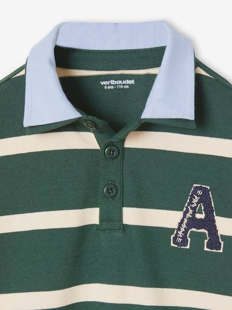Gestreepte polo jongens effect 2-in-1 6680+donkerblauw+Engels groen+marineblauw+rood gestreept - vertbaudet enfant 