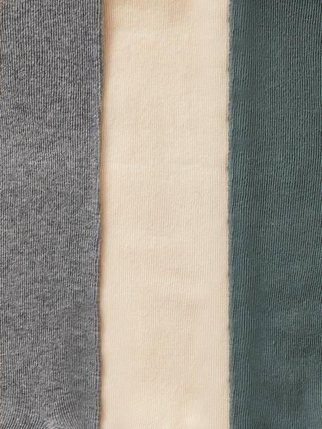3 paar tricot maillots voor baby's gemêleerd grijs+groene set+hazelnoot+oudroze+Wit/lichtroze/grijs chiné - vertbaudet enfant 