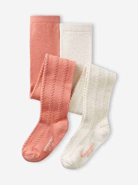 Set van 2 meisjespanty's met kabelsteek rozenhout - vertbaudet enfant 