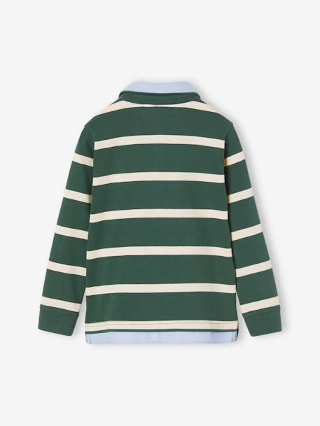 Gestreepte polo jongens effect 2-in-1 6680+donkerblauw+Engels groen+marineblauw+rood gestreept - vertbaudet enfant 