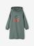 Meisjesjurk van sweatstof met capuchon en mooie details antraciet+gemêleerd grijs+groen+marineblauw - vertbaudet enfant 