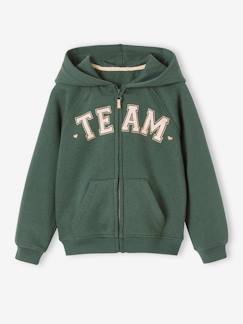 -Sportsweater met rits en capuchon met "Team" motief meisjes