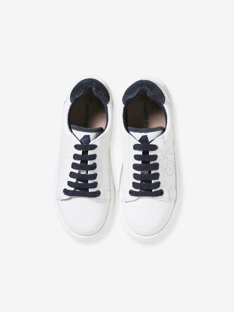 Leren kindersneakers marineblauw+wit - vertbaudet enfant 