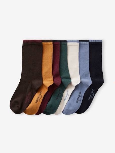 Set van 7 paar jongenssokken Oeko-Tex® chocoladebruin+gemêleerd grijs+groen - vertbaudet enfant 