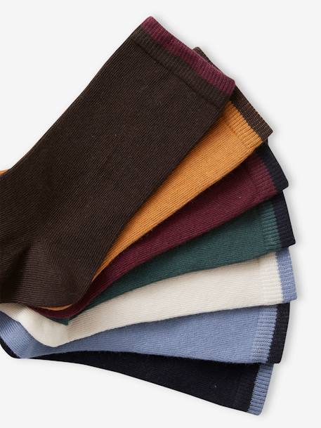 Set van 7 paar jongenssokken Oeko-Tex® chocoladebruin+gemêleerd grijs+groen - vertbaudet enfant 