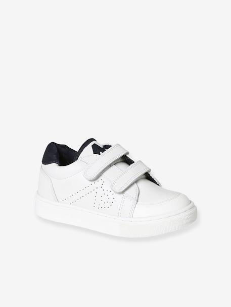 Leren kindersneakers marineblauw+wit - vertbaudet enfant 