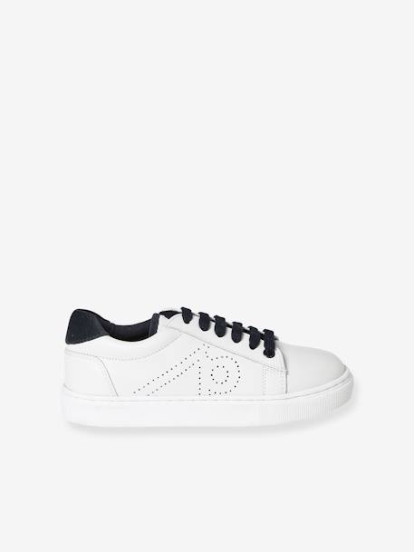 Leren kindersneakers marineblauw+wit - vertbaudet enfant 