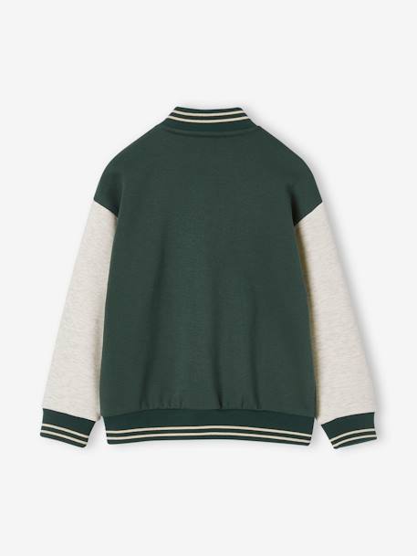 Teddy-sweatshirt in fleece voor jongens met lusbadge. antraciet+dennen+marineblauw+smaragdgroen - vertbaudet enfant 