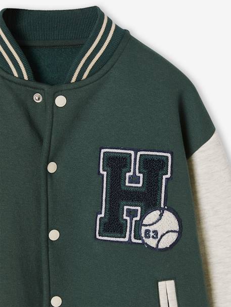 Teddy-sweatshirt in fleece voor jongens met lusbadge. antraciet+dennen+marineblauw+smaragdgroen - vertbaudet enfant 