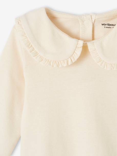 Baby T-shirt met lange mouwen en claudinekraag blauwgroen+lichtbeige+lichtroze - vertbaudet enfant 