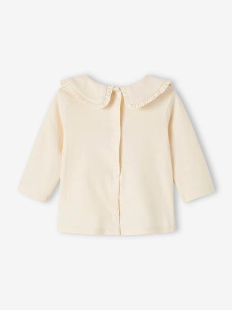 Baby T-shirt met lange mouwen en claudinekraag blauwgroen+lichtbeige+lichtroze - vertbaudet enfant 