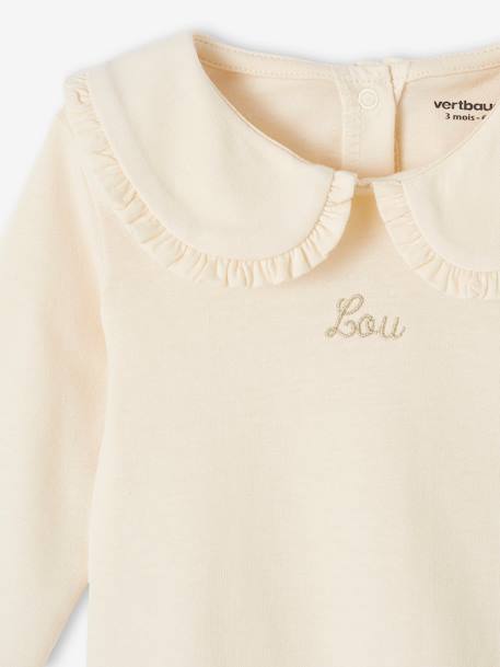 Baby T-shirt met lange mouwen en claudinekraag blauwgroen+lichtbeige+lichtroze - vertbaudet enfant 