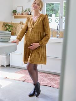 Zwangerschapskleding-Jurk-Korte jurk met iriserende ruit zwangerschap en borstvoeding