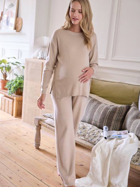 2-delige set homewear voor tijdens de zwangerschap beige (poederkleur) - vertbaudet enfant 