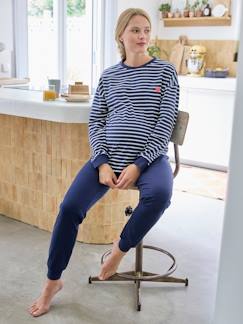 Zwangerschapskleding-Pyjama, voor in huis-2-delige gestreepte pyjamaset zwangerschap