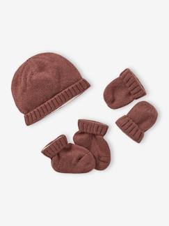 Baby-Accessoires-Muts sjaal handschoenen-Gebreide set baby muts + wanten + laarsjes