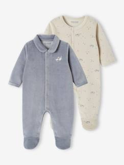 Baby-Pyjama, surpyjama-Set van 2 fluwelen babyslaappakjes met opening voor