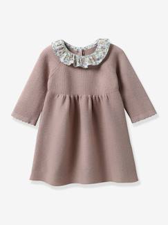 Baby-Rok, jurk-Babyjurk van tricot met col van Liberty® CYRILLUS-stof