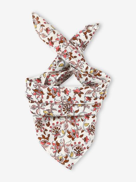 Personaliseerbare sjaal met bloemenprint voor babymeisje ecru - vertbaudet enfant 
