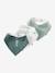 Set met 3 slabbetjes van katoengaas beige, bedrukt+ecru+grijsblauw+lichtroze+saliegroen+set groene panda+set vos+touw+veel beige+WIT - vertbaudet enfant 