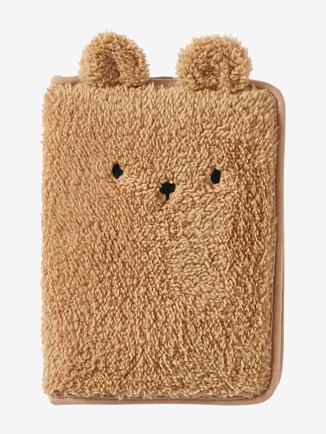 Sherpa hoes voor gezondheidsboekjes TEDDY BEAR beige+pecannoot+roze, bedrukt - vertbaudet enfant 