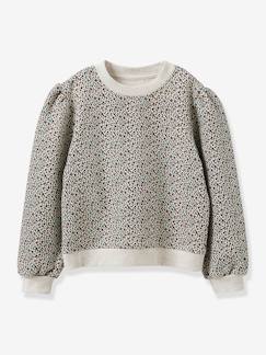 Meisje-Trui, vest, sweater-Meisjessweater met Rosemary-print - Biokatoen CYRILLUS