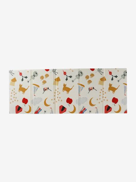 Waterdichte mat voor motoriek beige+ecru+groen+rozen - vertbaudet enfant 