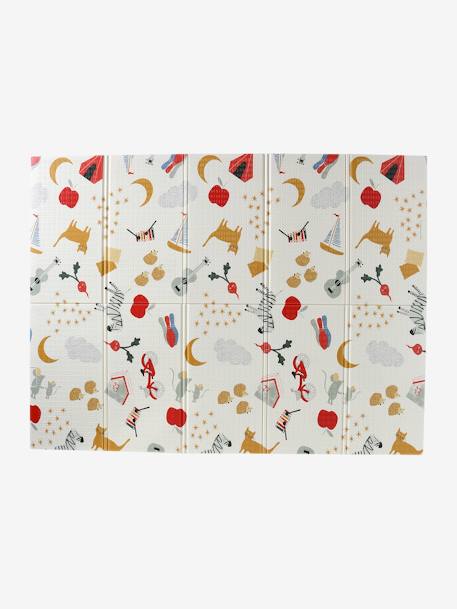 Waterdichte mat voor motoriek beige+ecru+groen+rozen - vertbaudet enfant 
