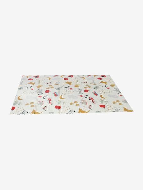 Waterdichte mat voor motoriek beige+ecru+groen+rozen - vertbaudet enfant 
