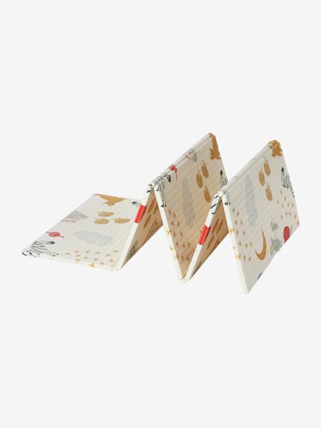 Waterdichte mat voor motoriek beige+ecru+groen+rozen - vertbaudet enfant 