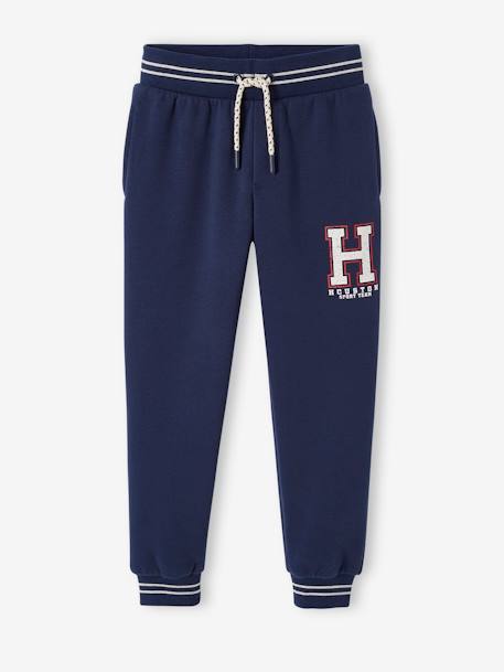 Sport joggingbroek van molton jongens korstmos+marineblauw - vertbaudet enfant 